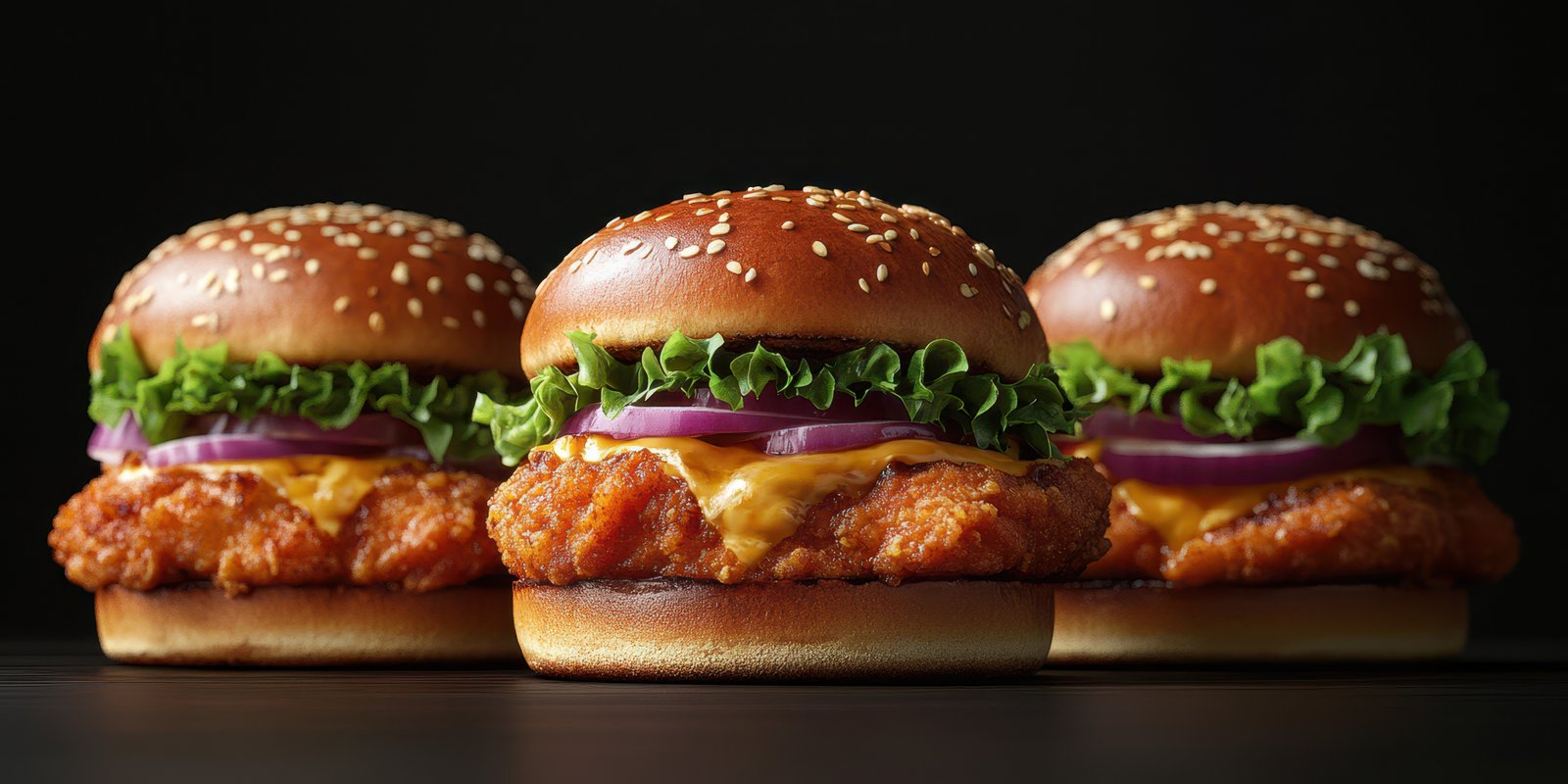 Juicy chicken sandwiches with lettuce and cheese for a delicious meal